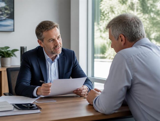 Consultor da Altus explicando o contrato para um cliente